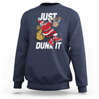 Funny Black Santa Christmas Basketball Sweatshirt Just Dunk It Xmas Sport - Wonder Print Shop