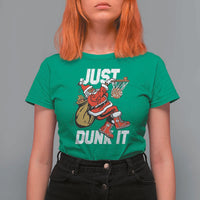 Funny Black Santa Christmas Basketball T Shirt For Women Just Dunk It Xmas Sport - Wonder Print Shop