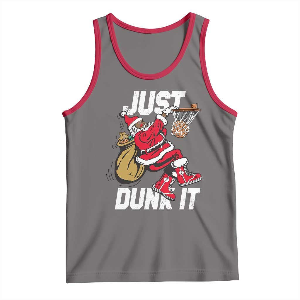 Funny Black Santa Christmas Basketball Tank Top Just Dunk It Xmas Sport - Wonder Print Shop