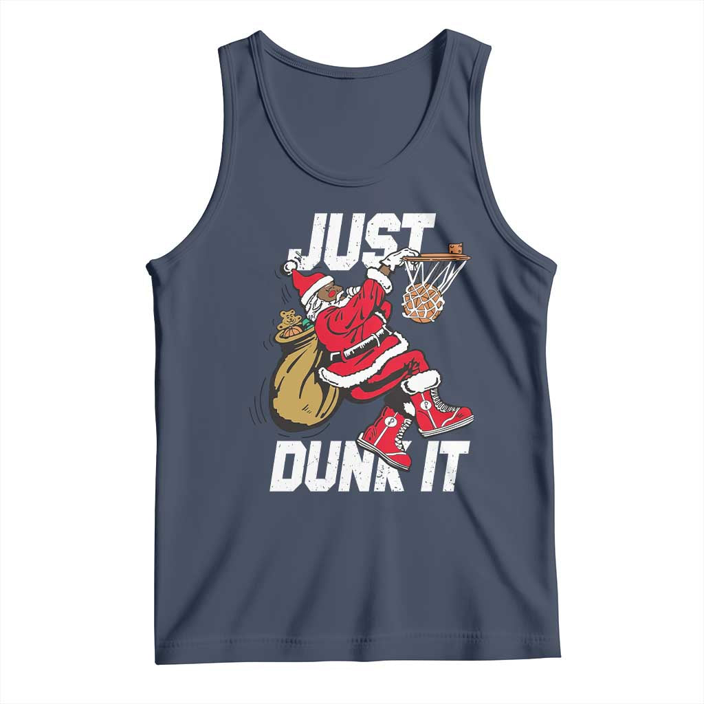 Funny Black Santa Christmas Basketball Tank Top Just Dunk It Xmas Sport - Wonder Print Shop