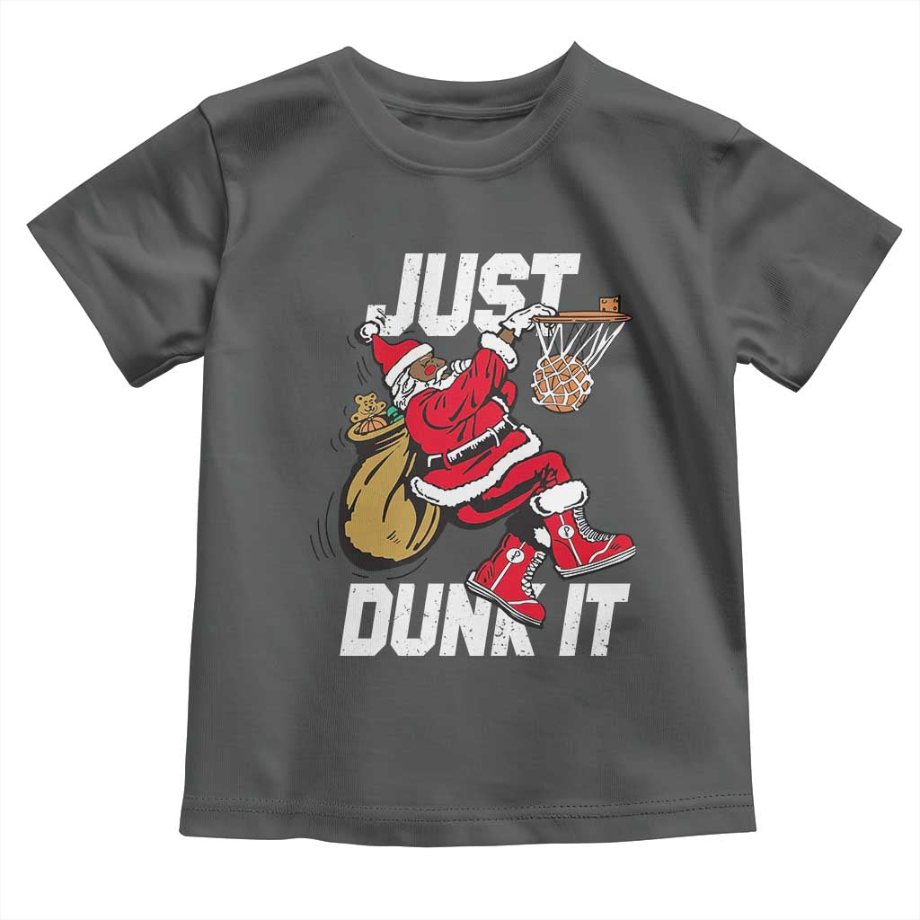 Funny Black Santa Christmas Basketball Toddler T Shirt Just Dunk It Xmas Sport - Wonder Print Shop