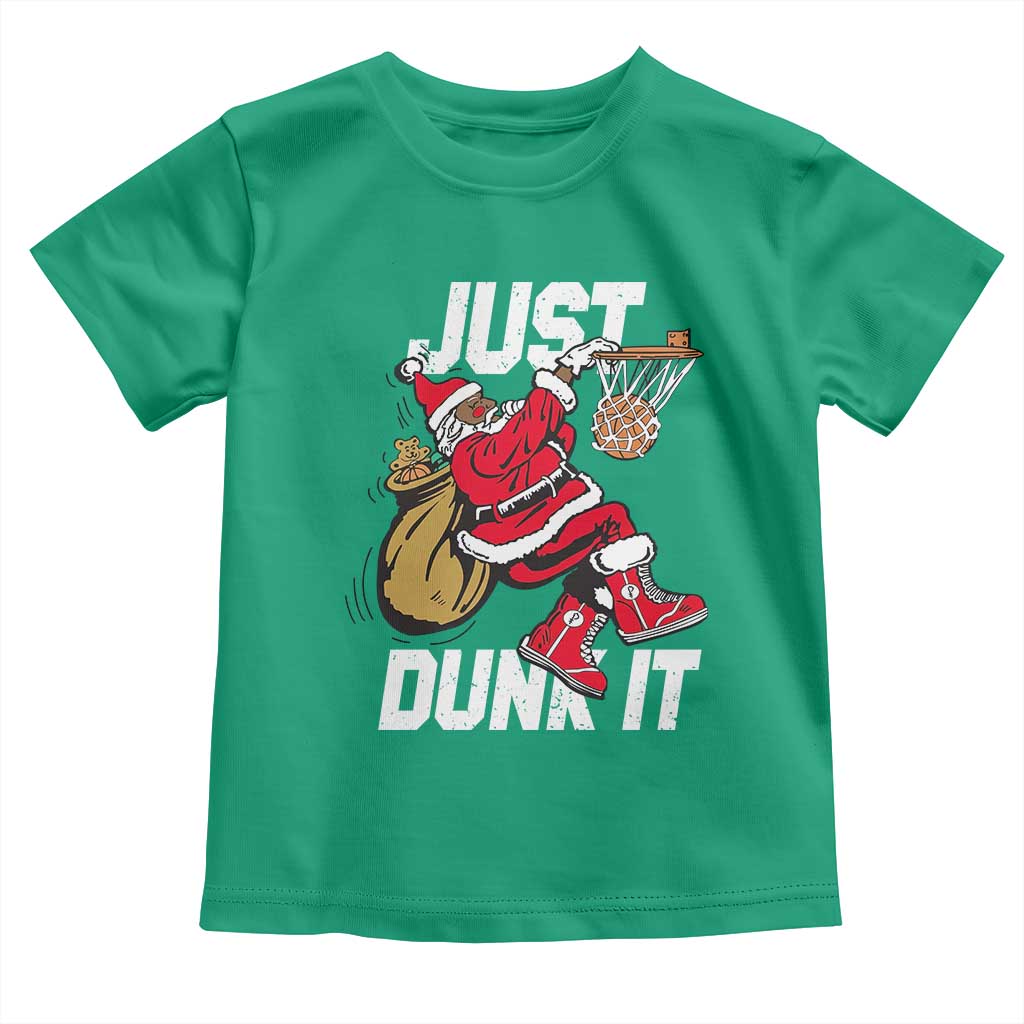 Funny Black Santa Christmas Basketball Toddler T Shirt Just Dunk It Xmas Sport - Wonder Print Shop