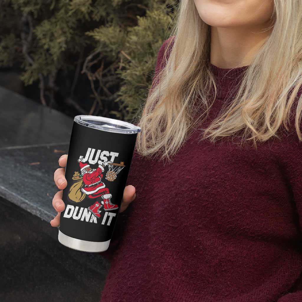 Funny Black Santa Christmas Basketball Tumbler Cup Just Dunk It Xmas Sport - Wonder Print Shop