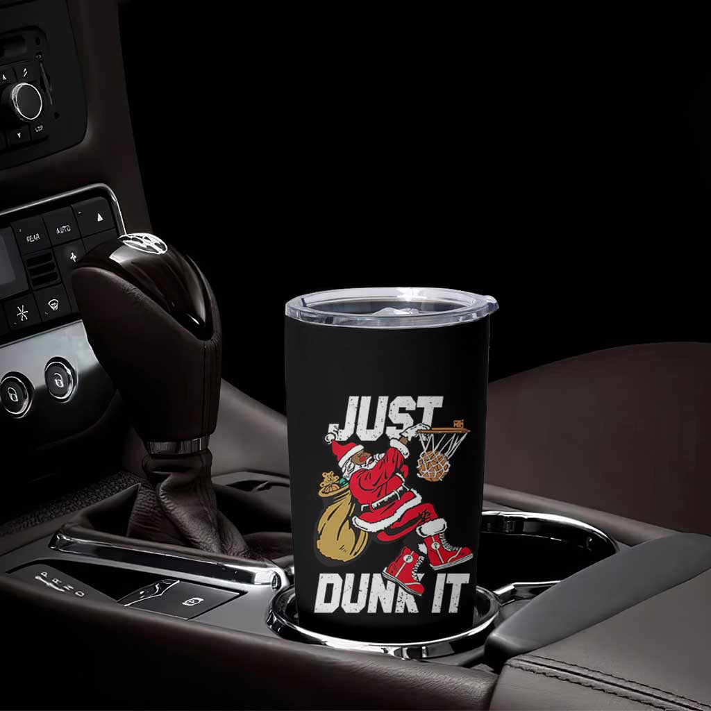 Funny Black Santa Christmas Basketball Tumbler Cup Just Dunk It Xmas Sport - Wonder Print Shop