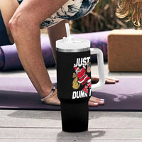 Funny Black Santa Christmas Basketball Tumbler With Handle Just Dunk It Xmas Sport - Wonder Print Shop