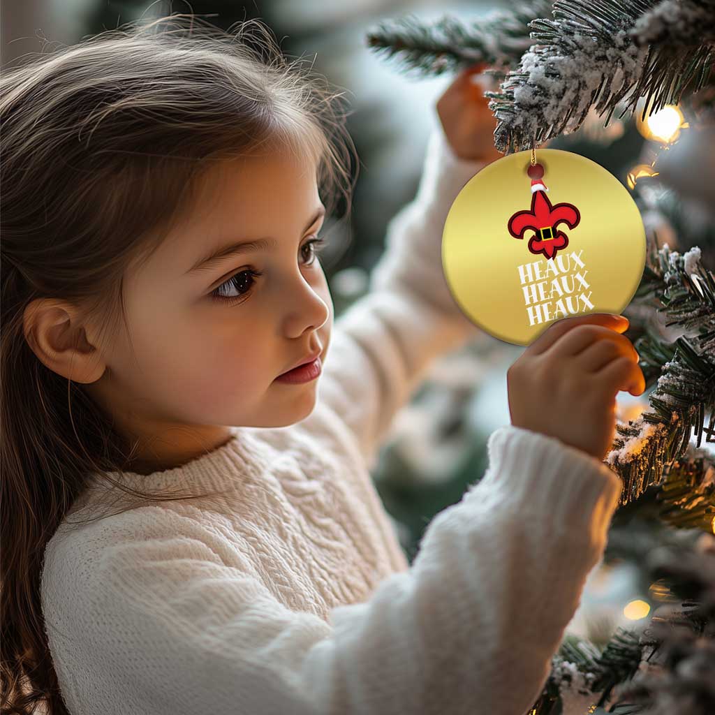 Funny Cajun Louisiana Xmas Christmas Ornament Heaux Heaux Heaux New Orleans Santa Hat - Wonder Print Shop