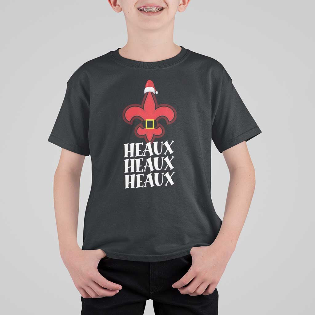 Funny Cajun Louisiana Christmas T Shirt For Kid Heaux Heaux Heaux New Orleans Santa Hat - Wonder Print Shop