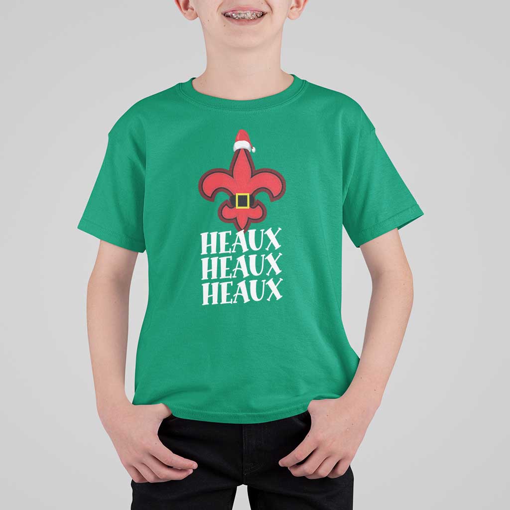 Funny Cajun Louisiana Christmas T Shirt For Kid Heaux Heaux Heaux New Orleans Santa Hat - Wonder Print Shop