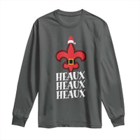 Funny Cajun Louisiana Christmas Long Sleeve Shirt Heaux Heaux Heaux New Orleans Santa Hat