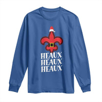 Funny Cajun Louisiana Christmas Long Sleeve Shirt Heaux Heaux Heaux New Orleans Santa Hat