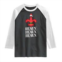 Funny Cajun Louisiana Christmas Raglan Shirt Heaux Heaux Heaux New Orleans Santa Hat - Wonder Print Shop