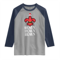 Funny Cajun Louisiana Christmas Raglan Shirt Heaux Heaux Heaux New Orleans Santa Hat - Wonder Print Shop