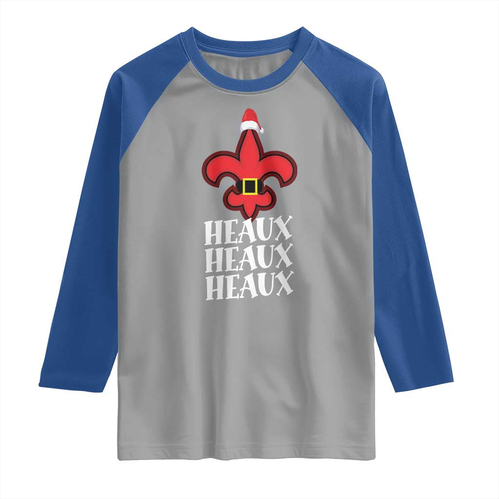 Funny Cajun Louisiana Christmas Raglan Shirt Heaux Heaux Heaux New Orleans Santa Hat - Wonder Print Shop