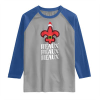 Funny Cajun Louisiana Christmas Raglan Shirt Heaux Heaux Heaux New Orleans Santa Hat - Wonder Print Shop