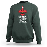 Funny Cajun Louisiana Christmas Sweatshirt Heaux Heaux Heaux New Orleans Santa Hat - Wonder Print Shop