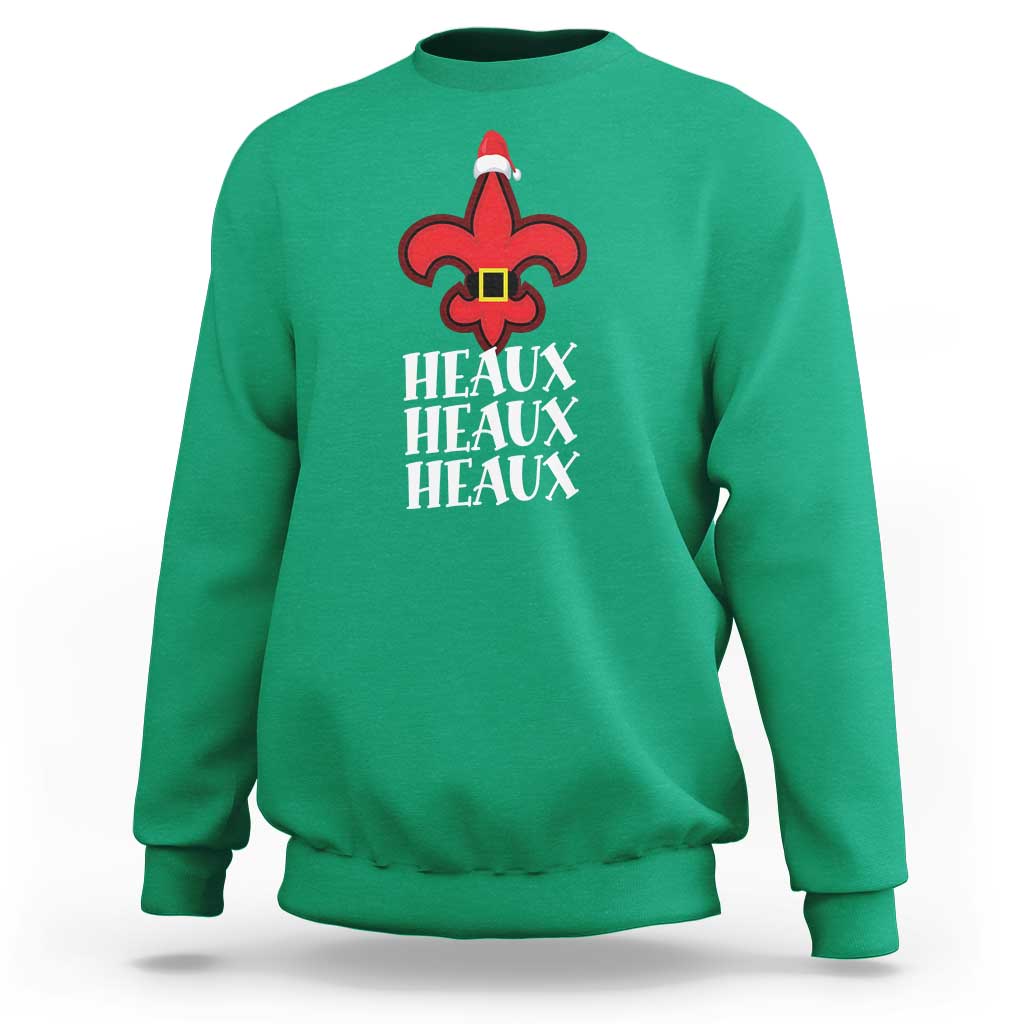 Funny Cajun Louisiana Christmas Sweatshirt Heaux Heaux Heaux New Orleans Santa Hat - Wonder Print Shop