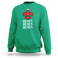 Funny Cajun Louisiana Christmas Sweatshirt Heaux Heaux Heaux New Orleans Santa Hat - Wonder Print Shop