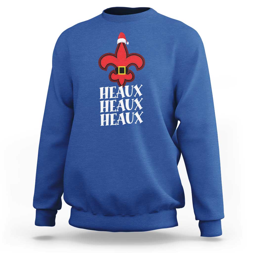 Funny Cajun Louisiana Christmas Sweatshirt Heaux Heaux Heaux New Orleans Santa Hat - Wonder Print Shop