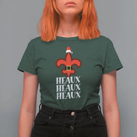 Funny Cajun Louisiana Christmas T Shirt For Women Heaux Heaux Heaux New Orleans Santa Hat - Wonder Print Shop