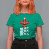 Funny Cajun Louisiana Christmas T Shirt For Women Heaux Heaux Heaux New Orleans Santa Hat - Wonder Print Shop