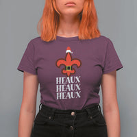 Funny Cajun Louisiana Christmas T Shirt For Women Heaux Heaux Heaux New Orleans Santa Hat - Wonder Print Shop