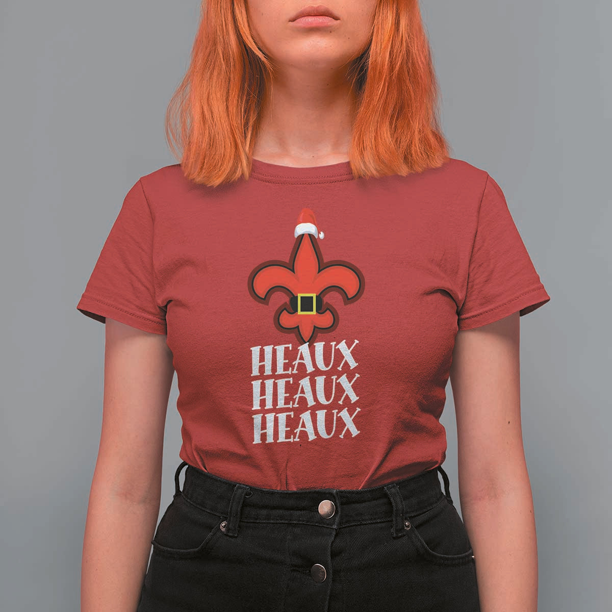 Funny Cajun Louisiana Christmas T Shirt For Women Heaux Heaux Heaux New Orleans Santa Hat - Wonder Print Shop