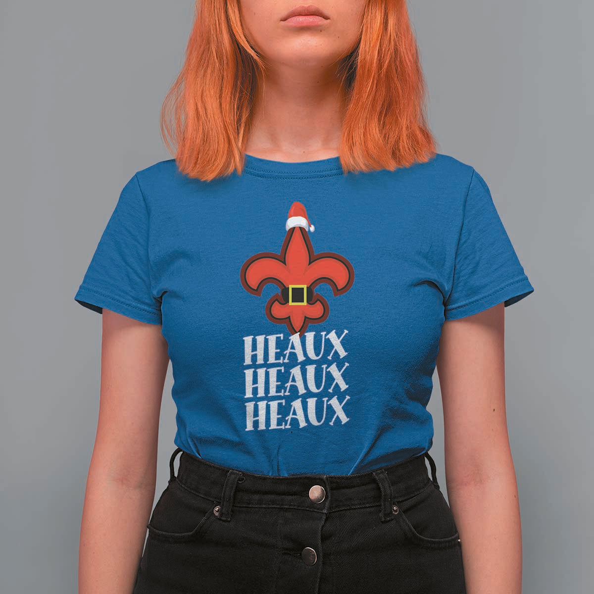 Funny Cajun Louisiana Christmas T Shirt For Women Heaux Heaux Heaux New Orleans Santa Hat - Wonder Print Shop