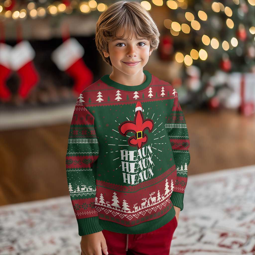 Funny Cajun Louisiana Xmas Ugly Christmas Sweater Heaux Heaux Heaux New Orleans Santa Hat - Wonder Print Shop