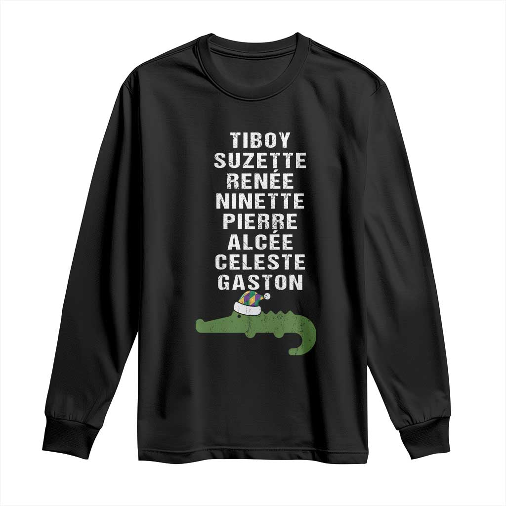Funny Cajun Louisiana Christmas Long Sleeve Shirt Eight Crocodiles New Orleans Santa