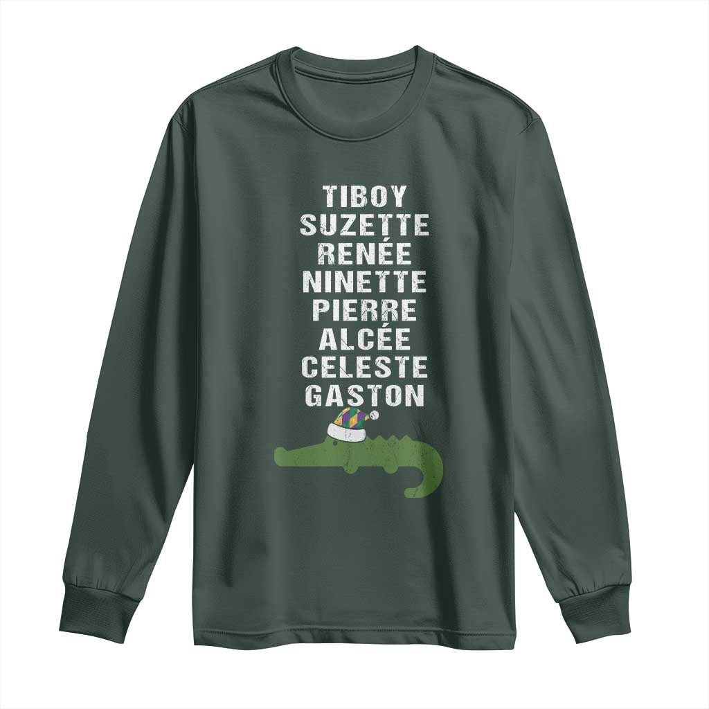 Funny Cajun Louisiana Christmas Long Sleeve Shirt Eight Crocodiles New Orleans Santa