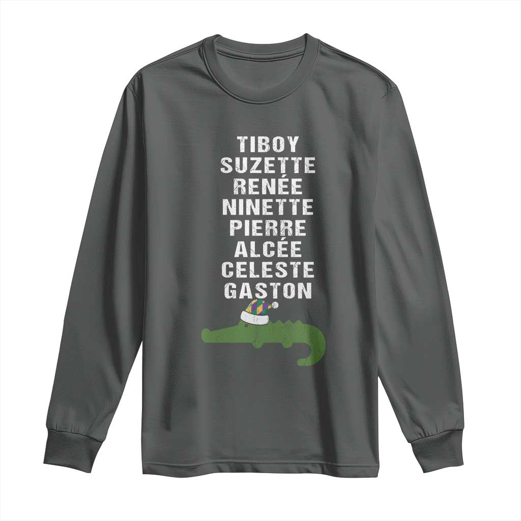 Funny Cajun Louisiana Christmas Long Sleeve Shirt Eight Crocodiles New Orleans Santa