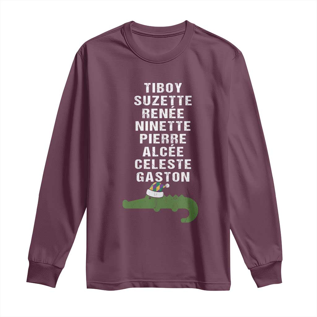 Funny Cajun Louisiana Christmas Long Sleeve Shirt Eight Crocodiles New Orleans Santa