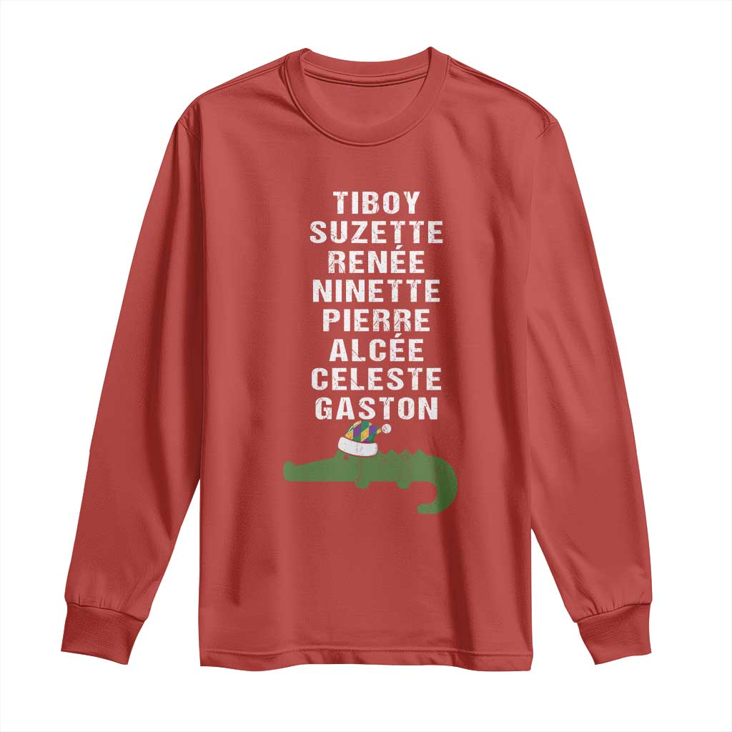 Funny Cajun Louisiana Christmas Long Sleeve Shirt Eight Crocodiles New Orleans Santa
