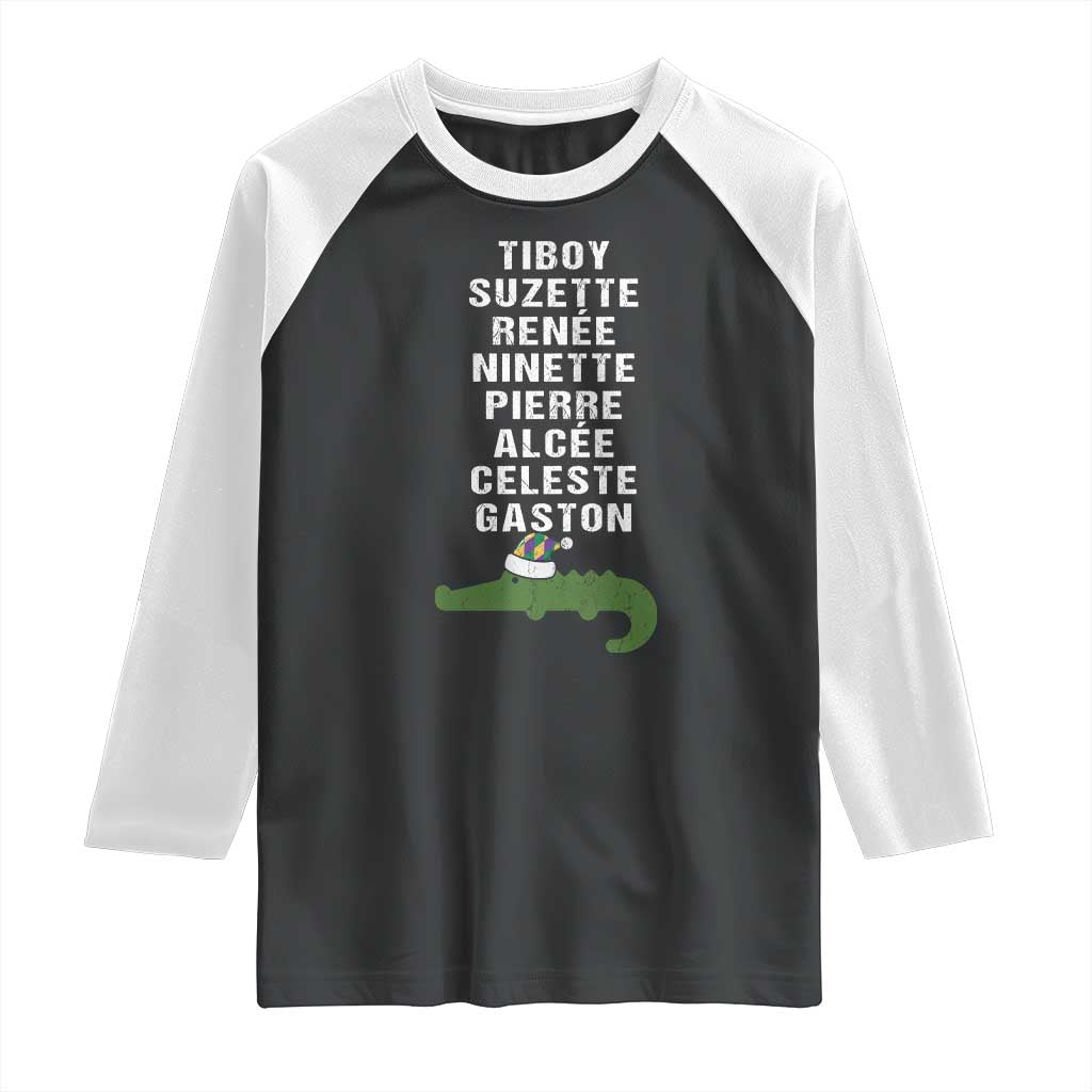 Funny Cajun Louisiana Christmas Raglan Shirt Eight Crocodiles New Orleans Santa - Wonder Print Shop