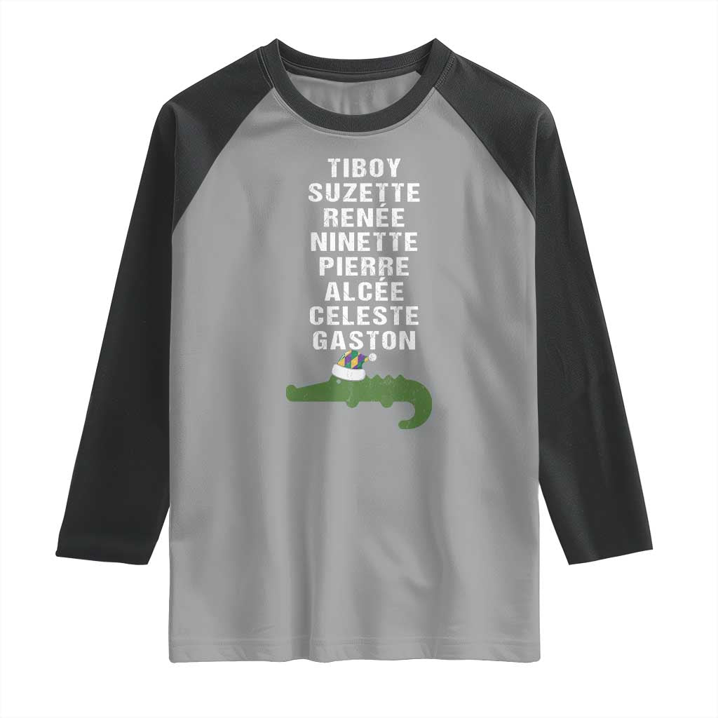 Funny Cajun Louisiana Christmas Raglan Shirt Eight Crocodiles New Orleans Santa - Wonder Print Shop