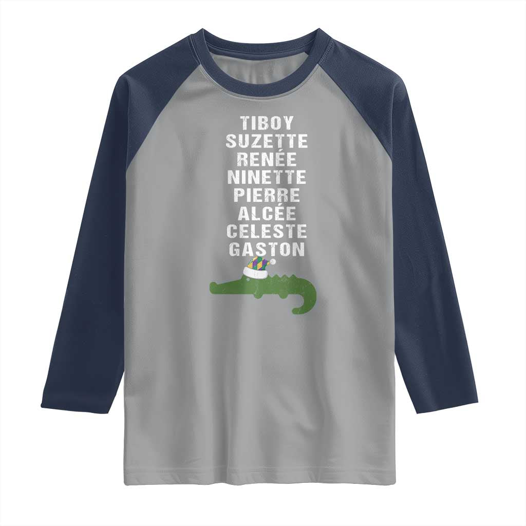 Funny Cajun Louisiana Christmas Raglan Shirt Eight Crocodiles New Orleans Santa - Wonder Print Shop