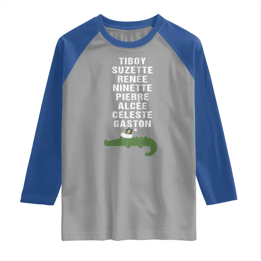 Funny Cajun Louisiana Christmas Raglan Shirt Eight Crocodiles New Orleans Santa - Wonder Print Shop