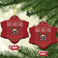 Funny Xmas Pirate Santa Christmas Ornament Yo Ho Ho Merry Xmas Skull Santa Hat - Wonder Print Shop