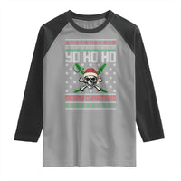 Funny Christmas Pirate Santa Raglan Shirt Yo Ho Ho Merry Christmas Skull Santa Hat - Wonder Print Shop