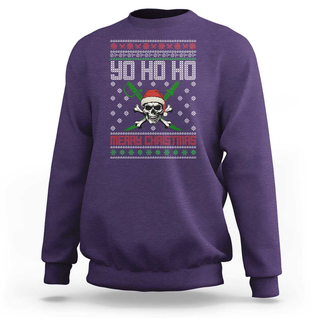 Funny Christmas Pirate Santa Sweatshirt Yo Ho Ho Merry Christmas Skull Santa Hat - Wonder Print Shop