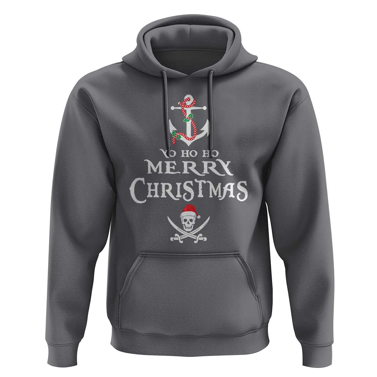 Funny Christmas Pirate Hoodie Yo Ho Ho Merry Christmas Anchor Santa Skull