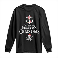 Funny Christmas Pirate Long Sleeve Shirt Yo Ho Ho Merry Christmas Anchor Santa Skull
