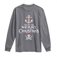 Funny Christmas Pirate Long Sleeve Shirt Yo Ho Ho Merry Christmas Anchor Santa Skull