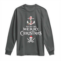 Funny Christmas Pirate Long Sleeve Shirt Yo Ho Ho Merry Christmas Anchor Santa Skull