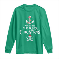Funny Christmas Pirate Long Sleeve Shirt Yo Ho Ho Merry Christmas Anchor Santa Skull