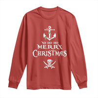 Funny Christmas Pirate Long Sleeve Shirt Yo Ho Ho Merry Christmas Anchor Santa Skull