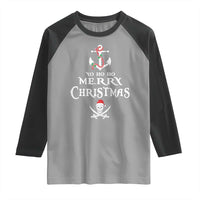 Funny Christmas Pirate Raglan Shirt Yo Ho Ho Merry Christmas Anchor Santa Skull - Wonder Print Shop