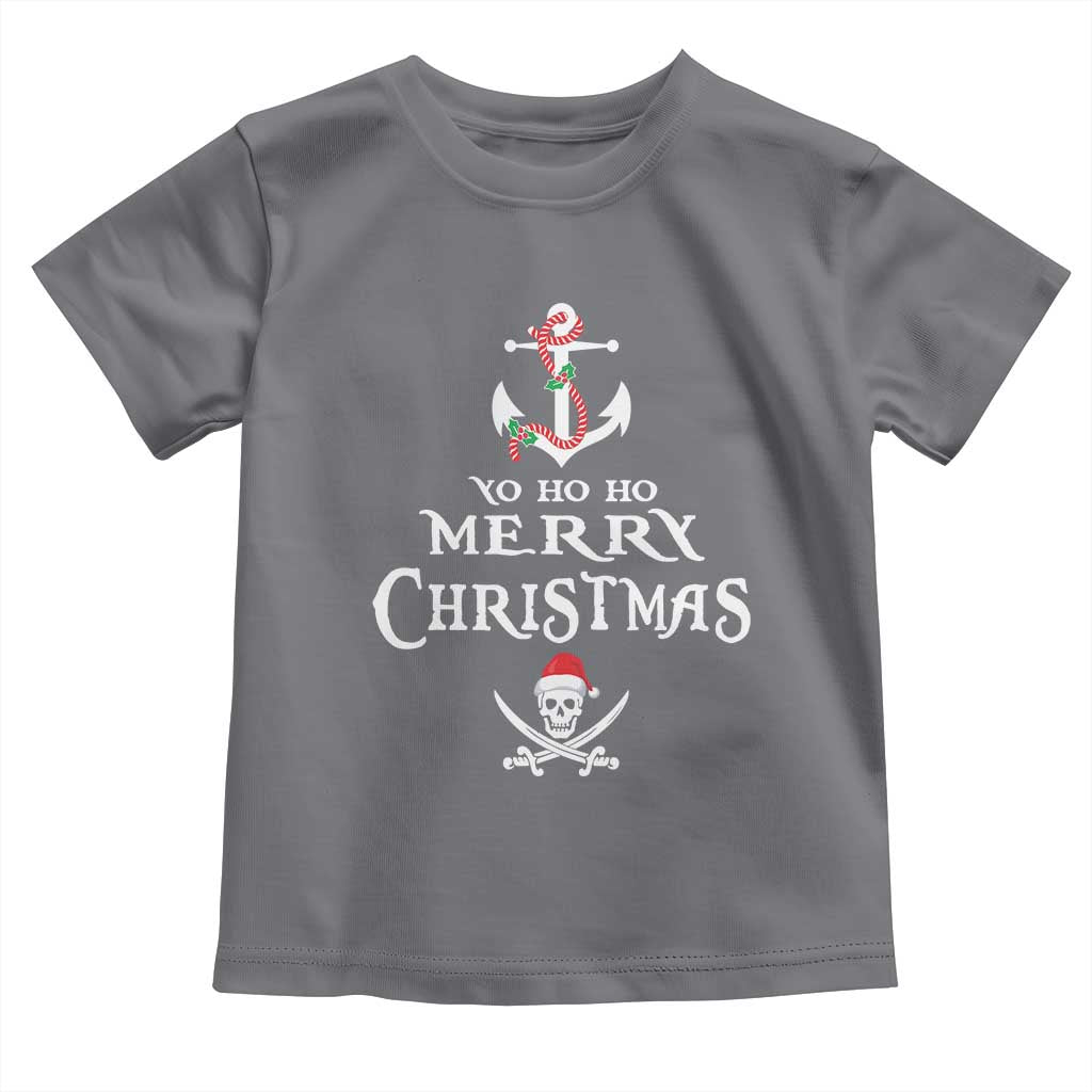 Funny Christmas Pirate Toddler T Shirt Yo Ho Ho Merry Christmas Anchor Santa Skull