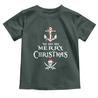 Funny Christmas Pirate Toddler T Shirt Yo Ho Ho Merry Christmas Anchor Santa Skull