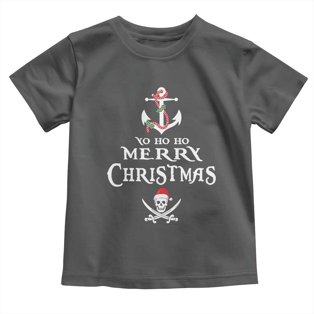 Funny Christmas Pirate Toddler T Shirt Yo Ho Ho Merry Christmas Anchor Santa Skull